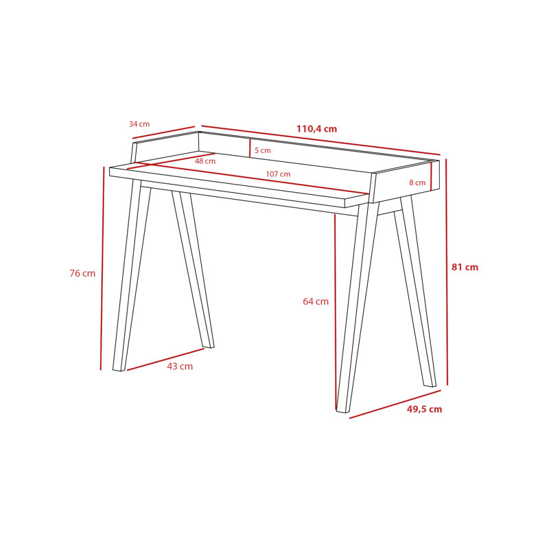 Mcraney Solid Wood Base Writing Desk, White, Grey