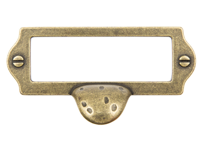 Porte-cartes avec poignée à doigts Laiton antique de 3 po, Laiton antique