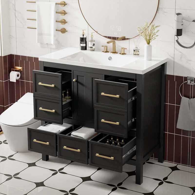 High-Quality Bathroom Vanity with Multiple Functionalities and Durable Materials, Black
