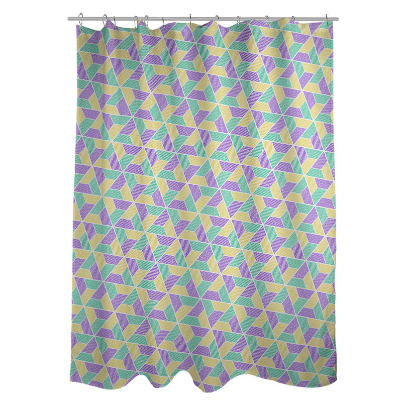Rideau simple à deux trapézoïdes, Mauve / Vert / Jaune