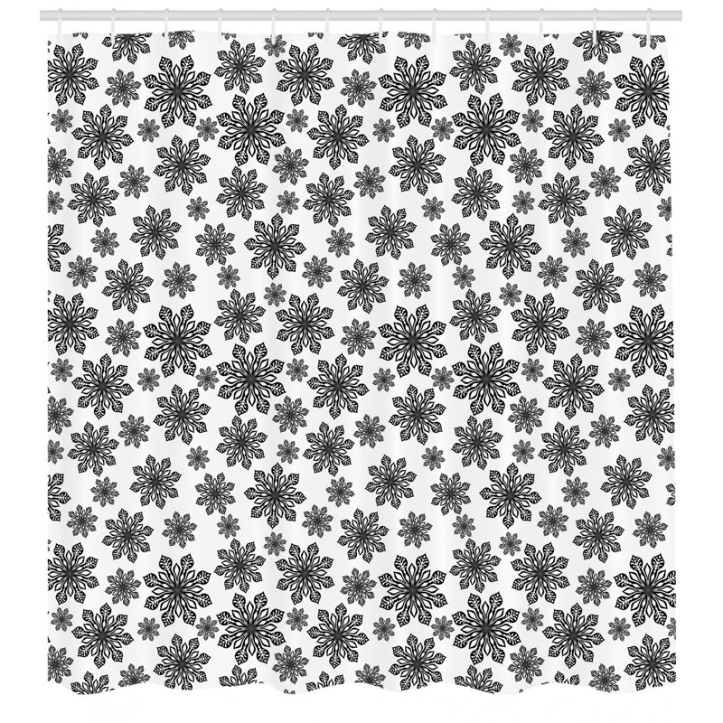Ensemble de rideau de douche flocon de neige et crochets, H 69 po x l 105 po