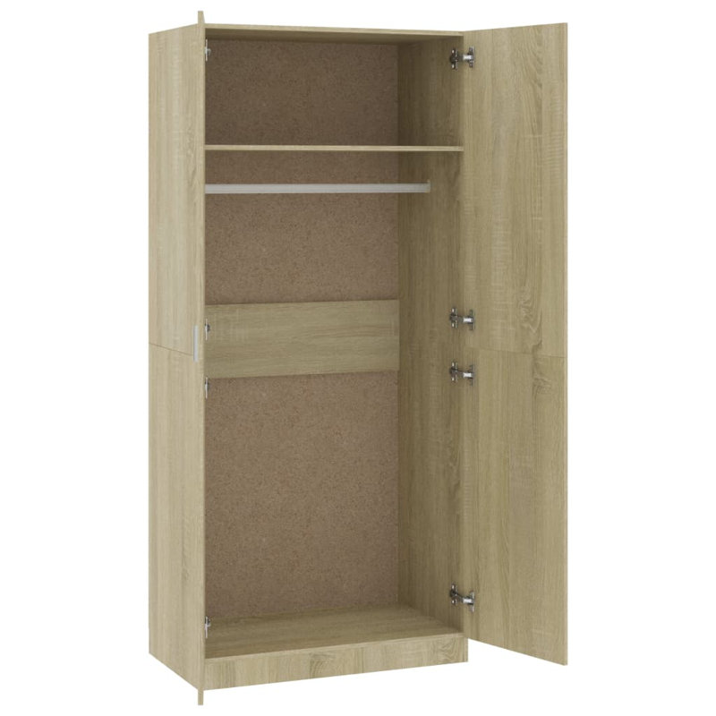 Benefiel 2 Door Wardrobe, 200cm H x 90cm W x 52cm D, Oak