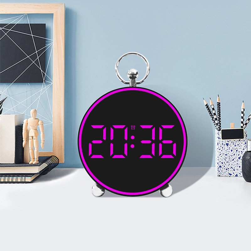 electronic clock Alarm Clock  Electronic Clock LED Clock Home Bedside Clock Temperature Clock Plastic Clock, Hot Pink
