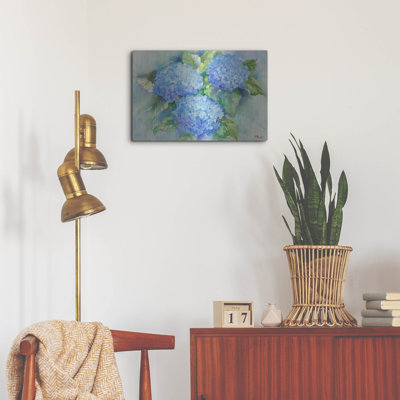 «Sky Blue Hydrangea» par Paul Brent, art mural en métal, 24 po x 16 po
