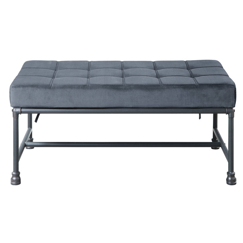 Grey Bench With Industrial Metal Legs - Create A Distinctive Bedroom Modern And Comfortable Foam Cushion