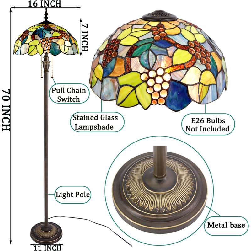 Ensemble de lampes sur pied traditionnelles 70 po Mendon