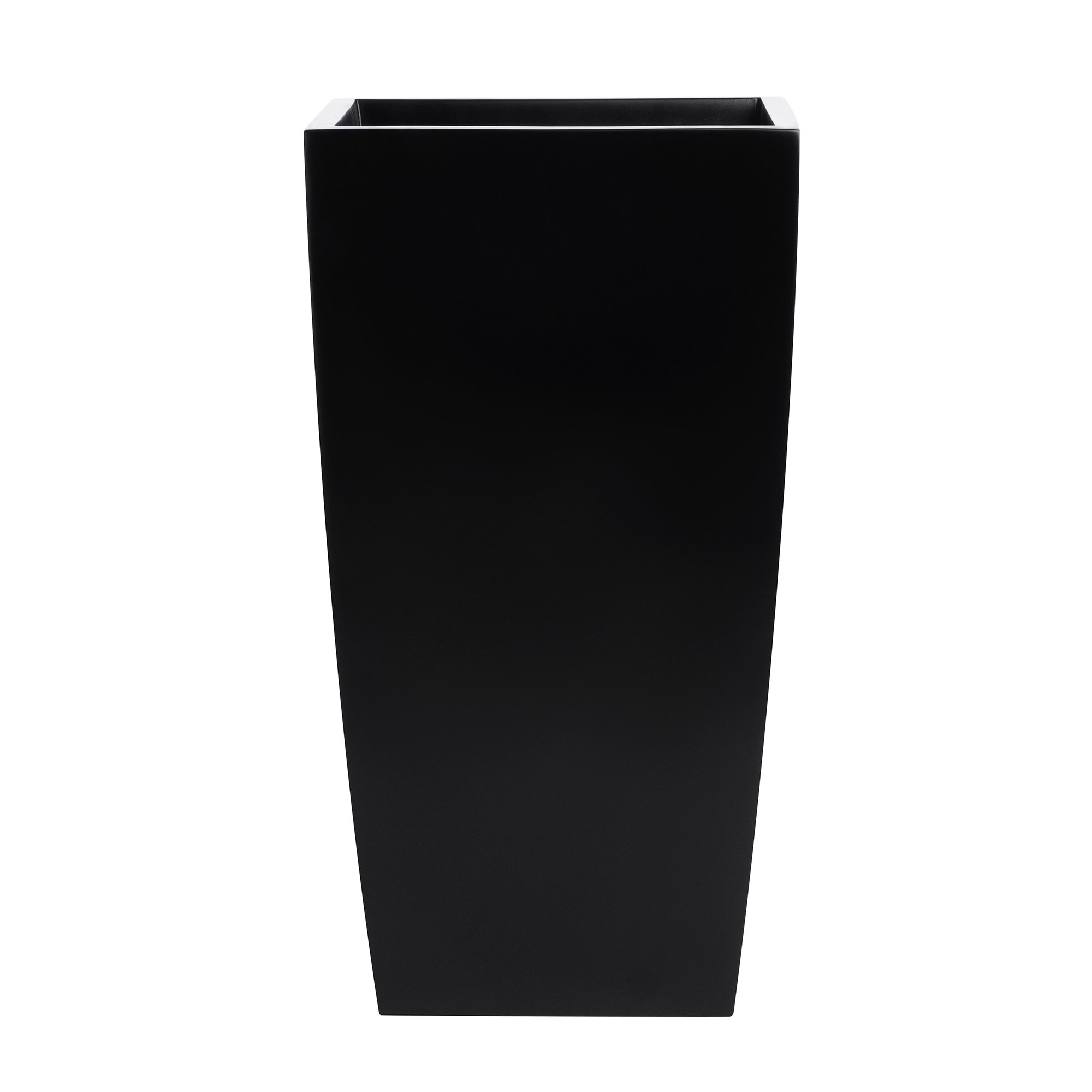 Hornell Tall Tapered Square Curved Planter, Black, 22.5" H x 12" W x 12" D