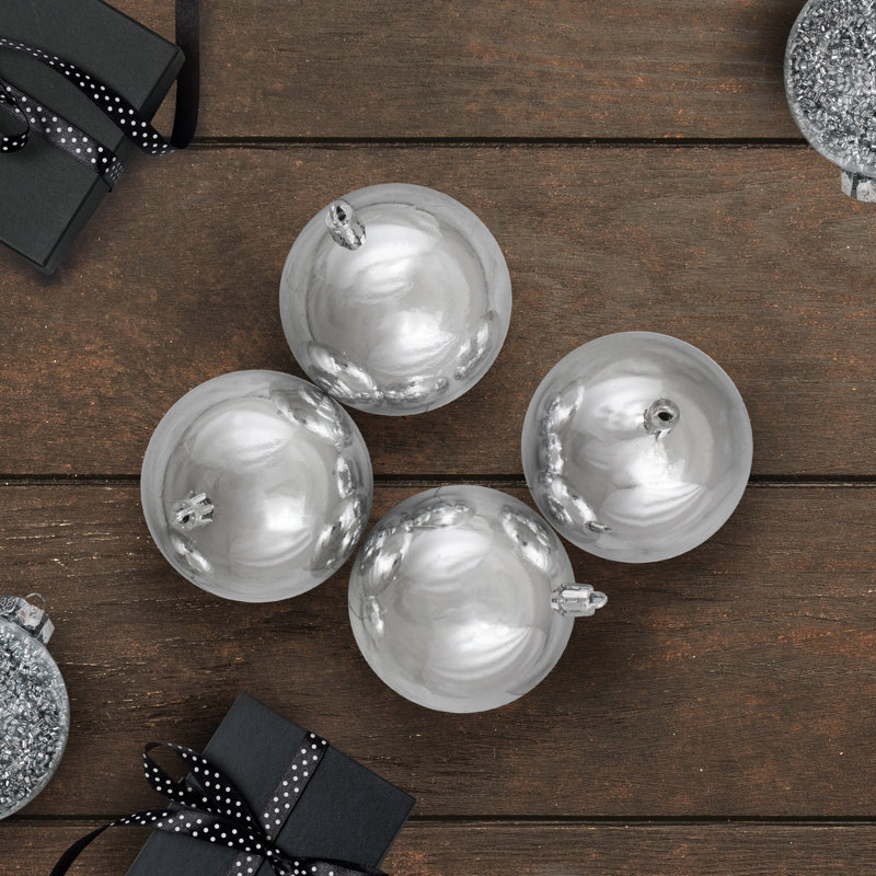 Shatterproof Christmas Ball Ornaments 3.25" (80mm), Silver Splendour