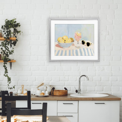Aperol & Summer Lemons Framed Print Under Glass, design by Sisi and Seb