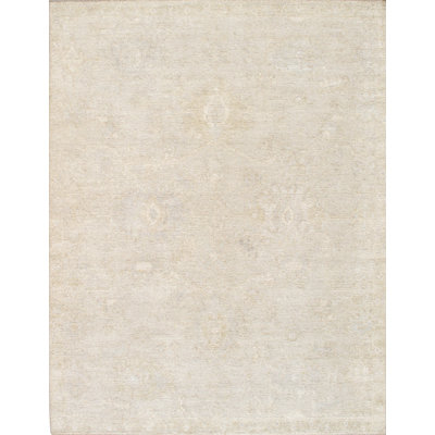 Oushak Hand-Knotted Beige Wool Area Rug