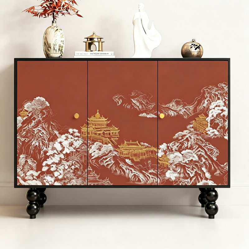 Chinese Style Wooden Entryway Storage Cabinet