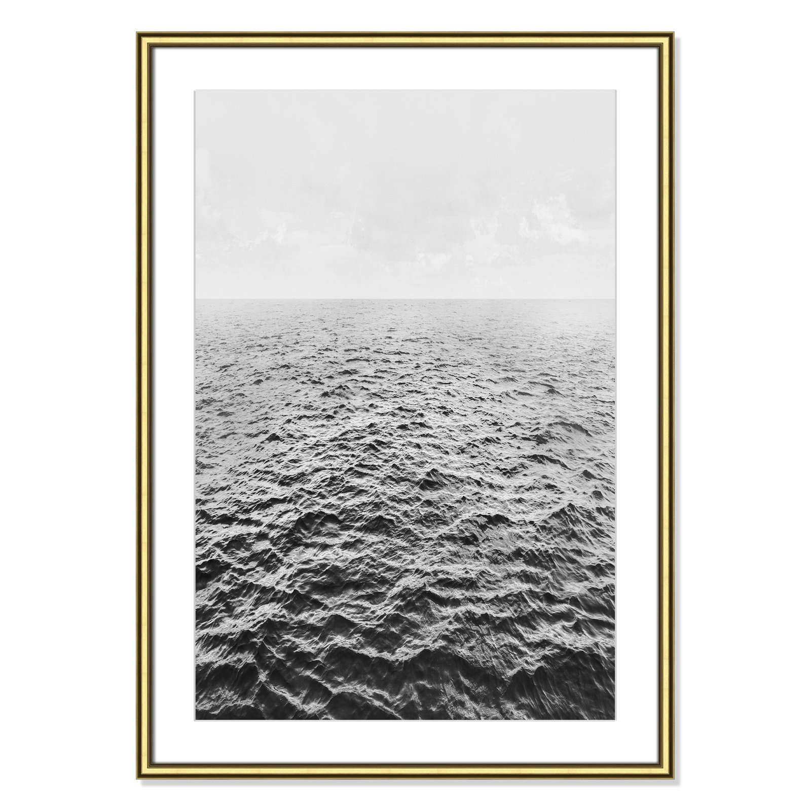 Anali "Rolling in" Print by Mike Calascibetta, 26.75" W x 36.75" H x 0.875" D, Gold
