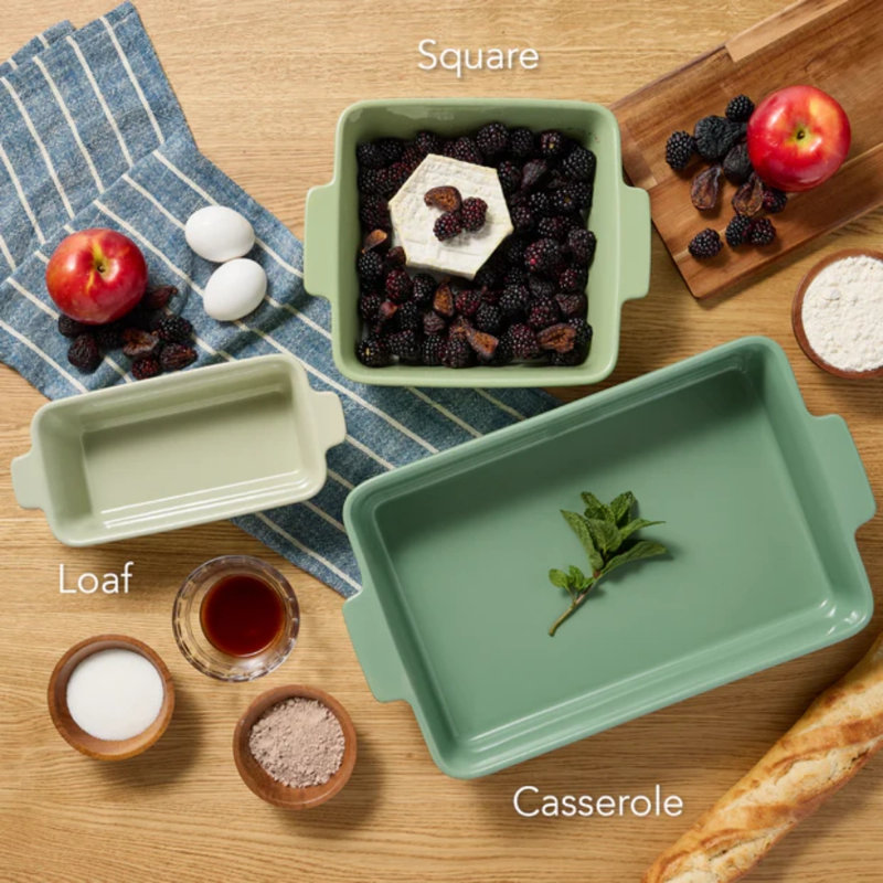 3PC Casserole Cookware Set, Sage Green