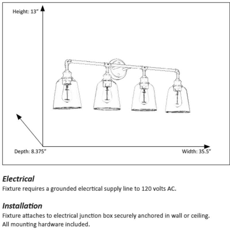 Rachal 4 - Light Vanity Light, Polished Nickel