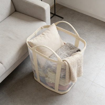 Beige，4Pcs,Foldable Laundry Hamper With Mesh Design For Home, Dorm, And Closet Organization - Portable Storage Basket For Clothes, Socks, And Undergarments