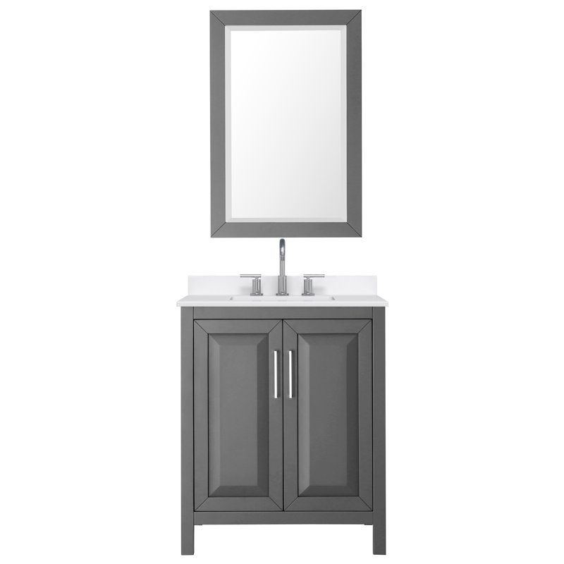 Daria 30'' W Single Vanity, Matte Black, Gray, White Quartz