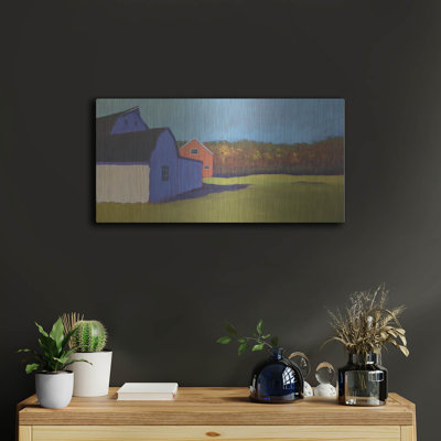  'Primary Barns 8' by Carol Young Metal Wall Art, 24" x 12"