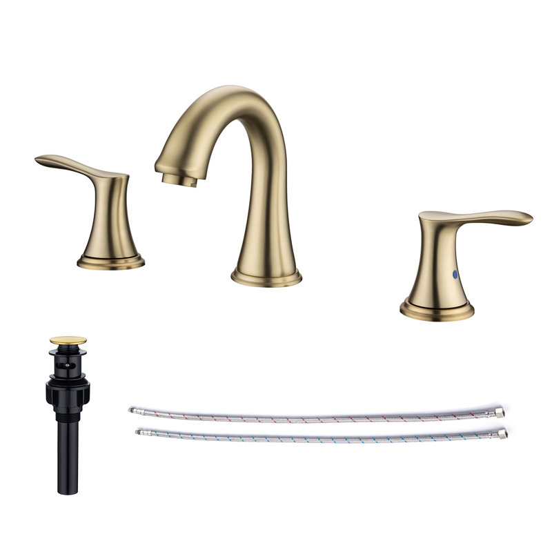 Robinet de salle de bain à large entraxe avec bonde, Or brossé