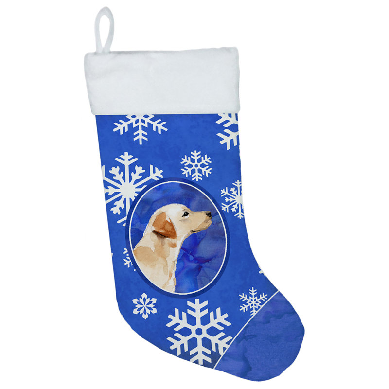 Chaussette de noël winter flocons de noël, Jaune labrador retriever