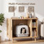 Litière cachée en chêne avec rangement et table d'appoint polyvalente-535322421