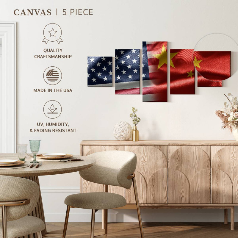 China And USA Flag, 24" H x 55" W