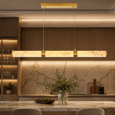 Luminaires suspendus 47,2 po à DEL avec lumière linéaire moderne et albâtre