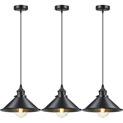 Luminaires suspendus rétro à 1 lumière avec luminaires suspendus rétro avec abat-jour en métal 10,24 po (ensemble de 3)