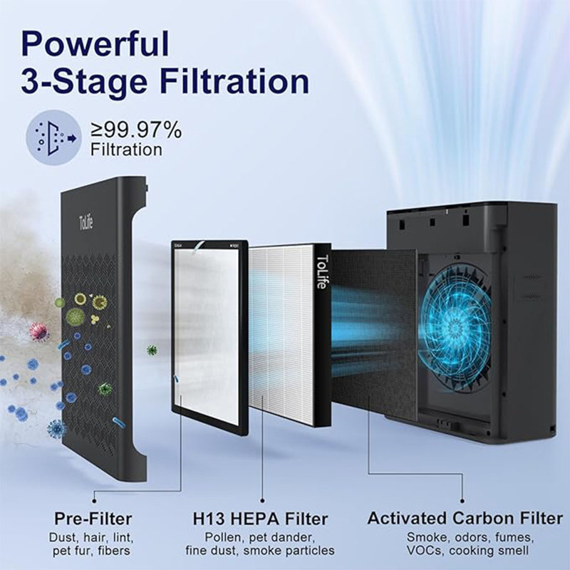 HEPA Air Purifier with PM 2.5 Display & Auto Mode, up to 2000 Sq. Ft., Black