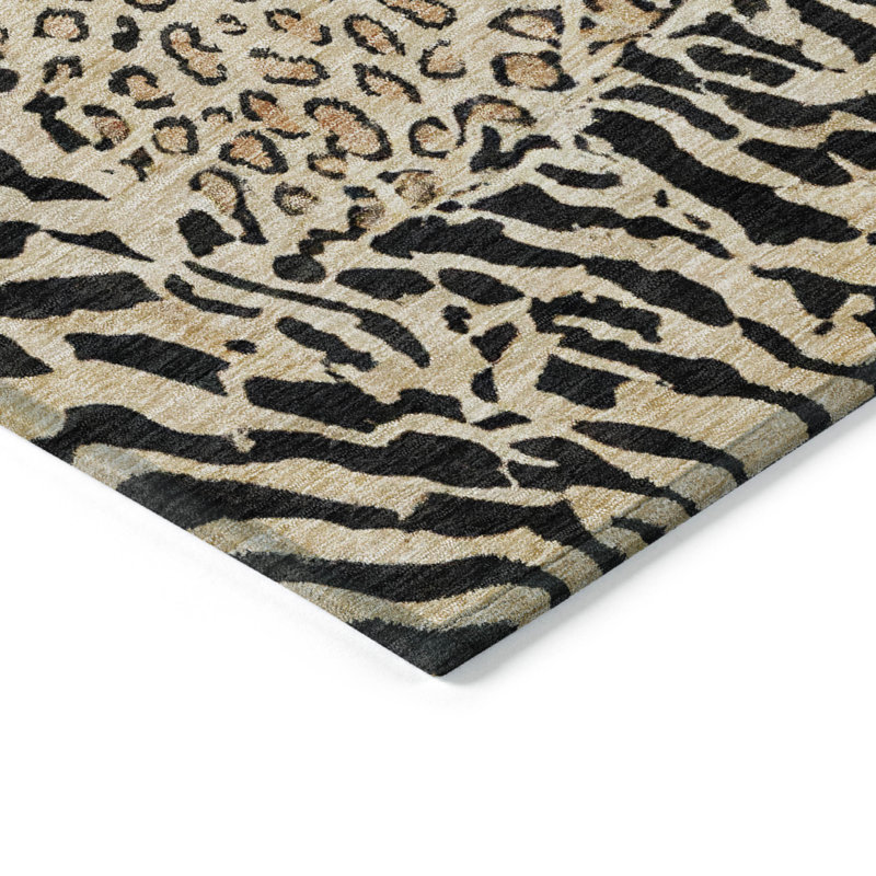 Tapis doré intérieur / extérieur lavable à la machine Claudian ACN1230, Rectangulaire 8 pi x 10 pi