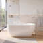 Baignoire de trempage ovale autoportante moderne en acrylique blanc lustré de 60 pouces avec système de drainage intégré, bonde pré-percée et trous de trop-plein et base autonivelante-132971354