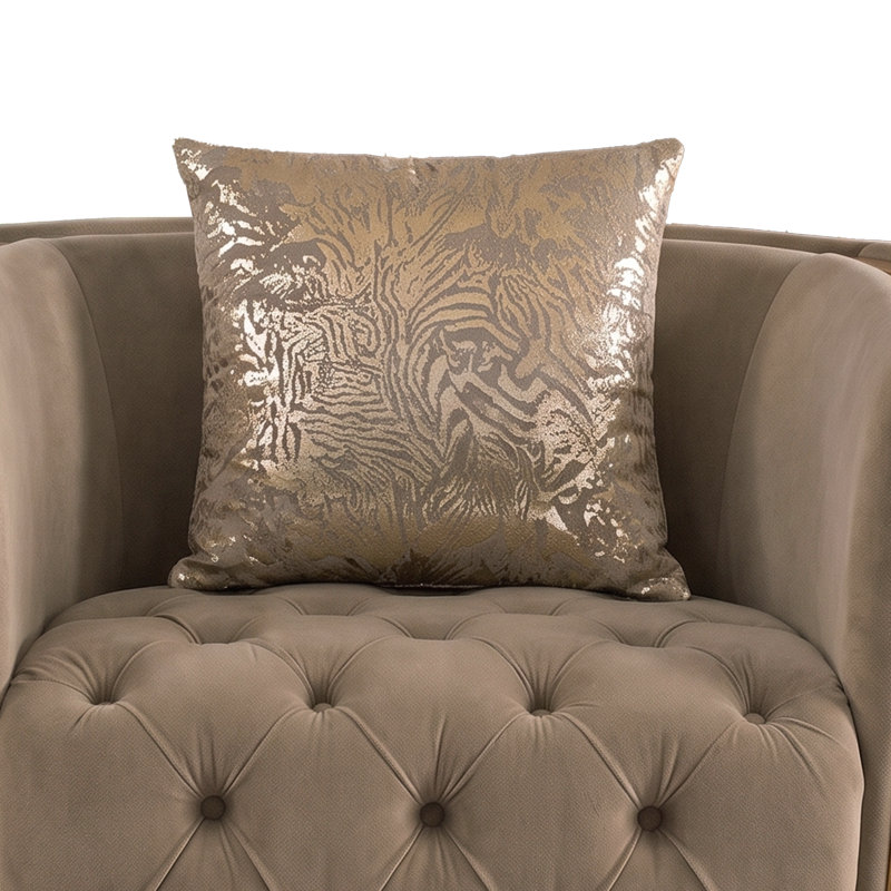 Fauteuil en velours 43,6 po Doruk, Velours taupe