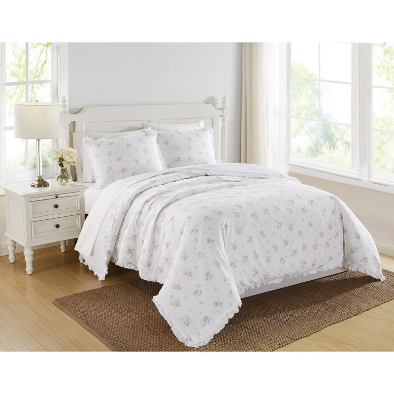 Rosebury Cotton Sateen Floral Duvet Cover, Twin Extra Long Duvet Cover + 1 Standard Sham