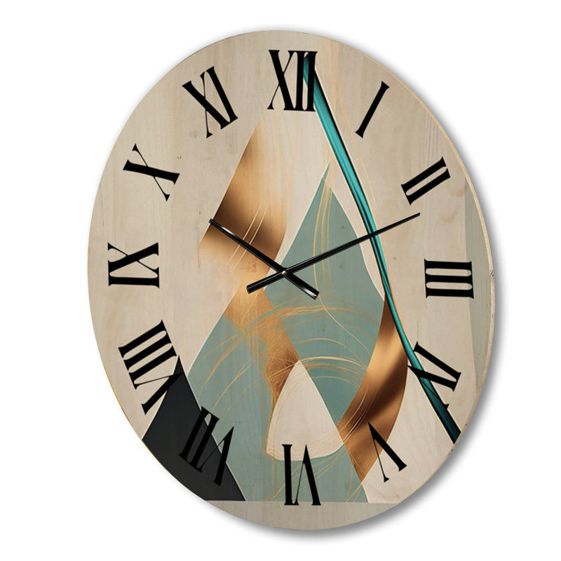 Horloge murale moderne bleu sarcelle et or Ascenscion, Grand