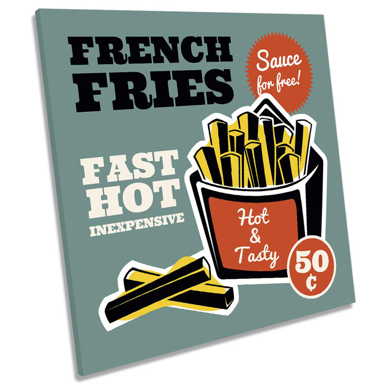 Z2700 Hot French Fries Kitchen Picture - Wrapped Canvas Print, 60cm H x 60cm W x 2cm D