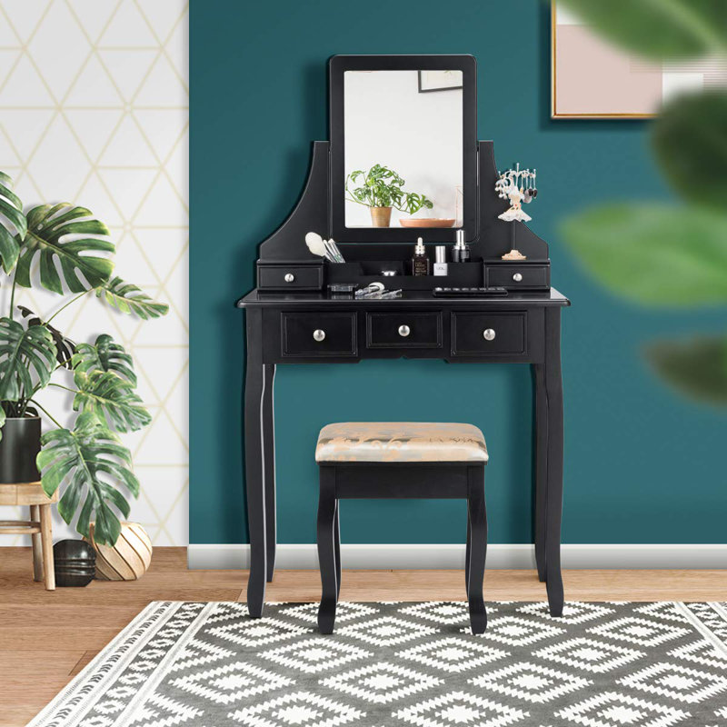 Cullinan Dressing Table with Mirror, Black