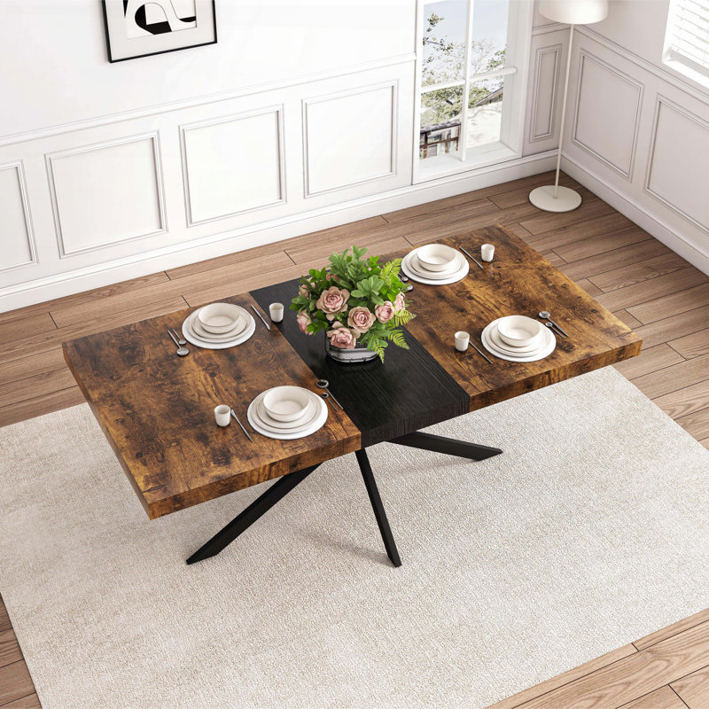 Table de salle à manger extensible rétro avec boîte de rangement Retro (55,11 po à 70,86 po), Brun