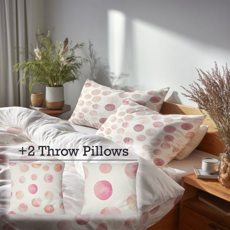 Ensemble de literie à motif géométrique 5 pièces - Ensemble de housse de couette et de coussins beige