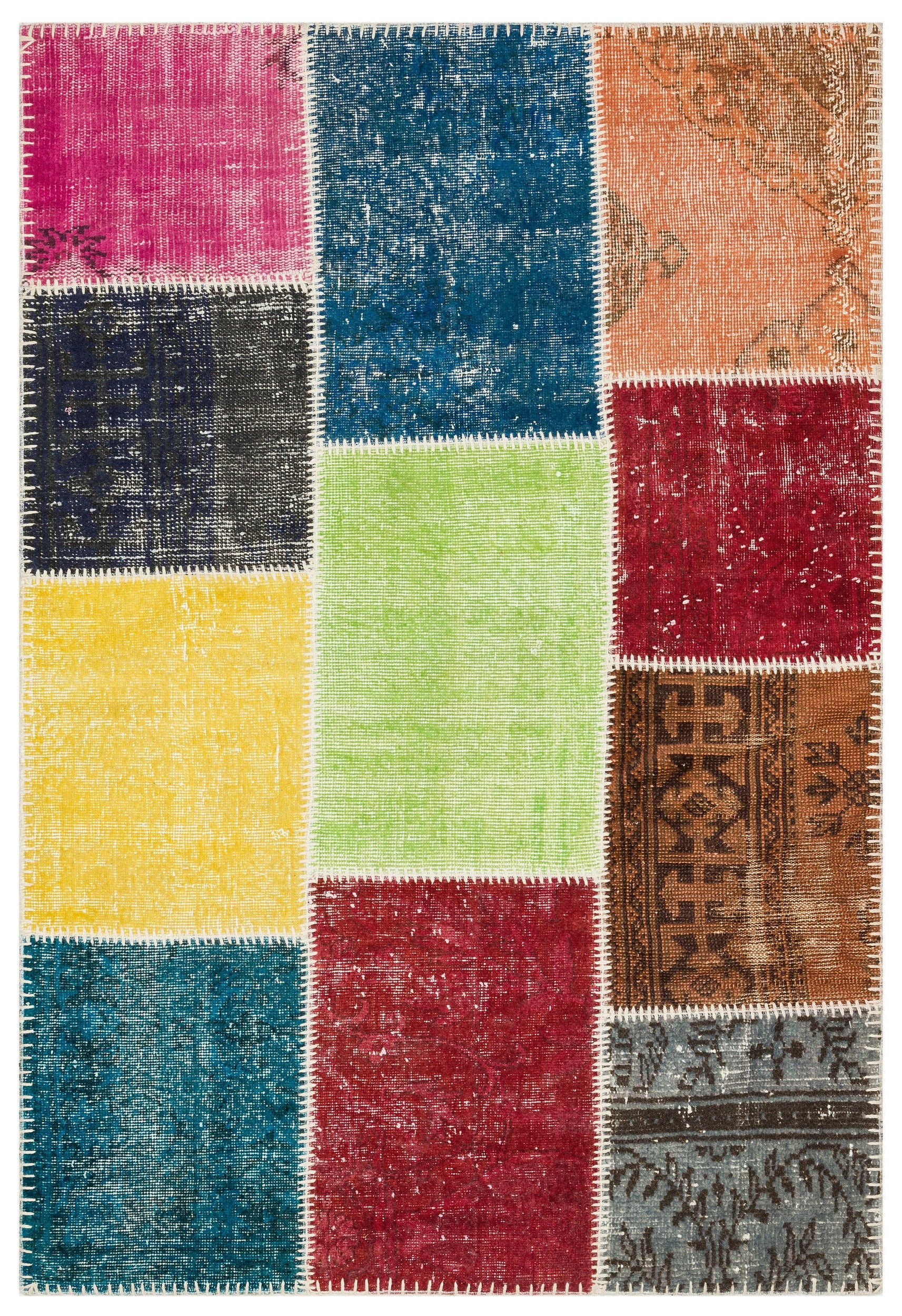 Bungalow Rose Estrada Iskece Beige Patchwork Wool Handmade Area Rug ...