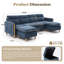 Canapé modulaire en forme de U de 102 po avec repose-pieds avec rangement, canapé rembourré en chenille avec coussins à ressorts profonds et poches latérales pour salon, appartement-288166252