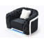 Chaise rembourrée en velours noir G0593A-C avec éclairage DEL bleu et coussins moelleux pour plus de confort et de style