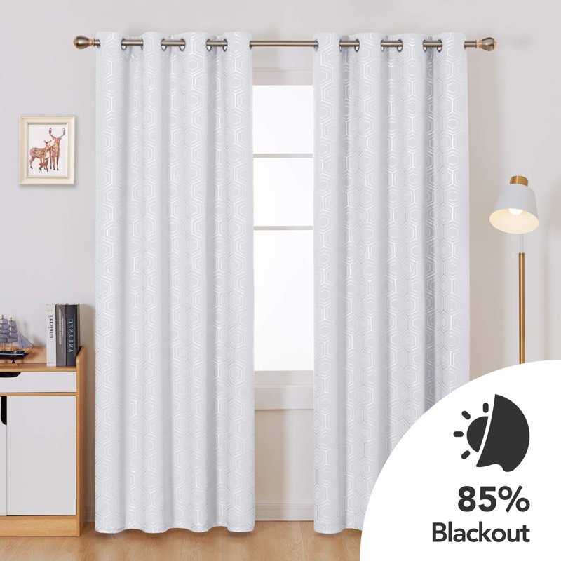 Blackout Curtain Pair, 46cm Width x 229cm Drop, Silver Grey