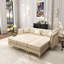 Canapé Chesterfield 3 places modulaire avec coussins capitonnés beige pour salon, appartement-132951375
