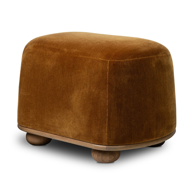 Bilbury Oval Ottoman-Taupe Shearling, Monte Tobacco Rayon/Viscose/Wool, Worrn Oak