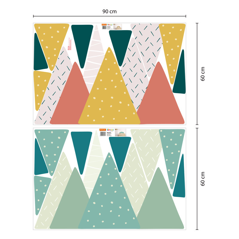 Large Scandinavian Mountains Mix Kids Wall Sticker, Yellow/Green