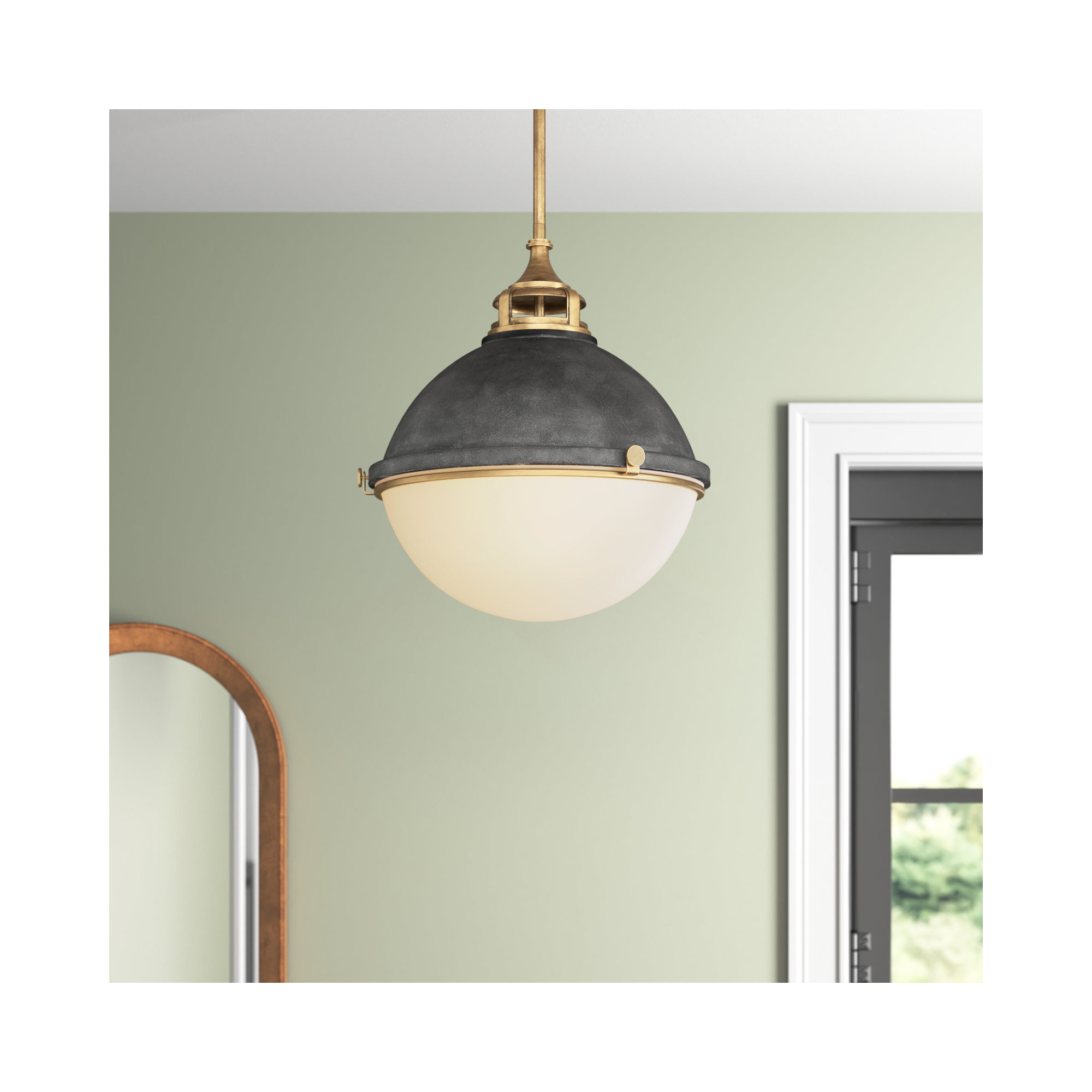Kyoto 2 - Light Metal Dimmable Globe Chandelier, Aged Zinc, 19.75" H x 18" W x 18" D