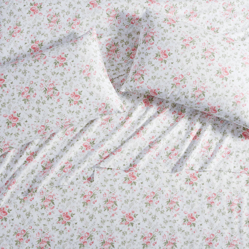 Ensemble de taies d'oreiller en satin de coton Laura Ashley, Lilian Coral