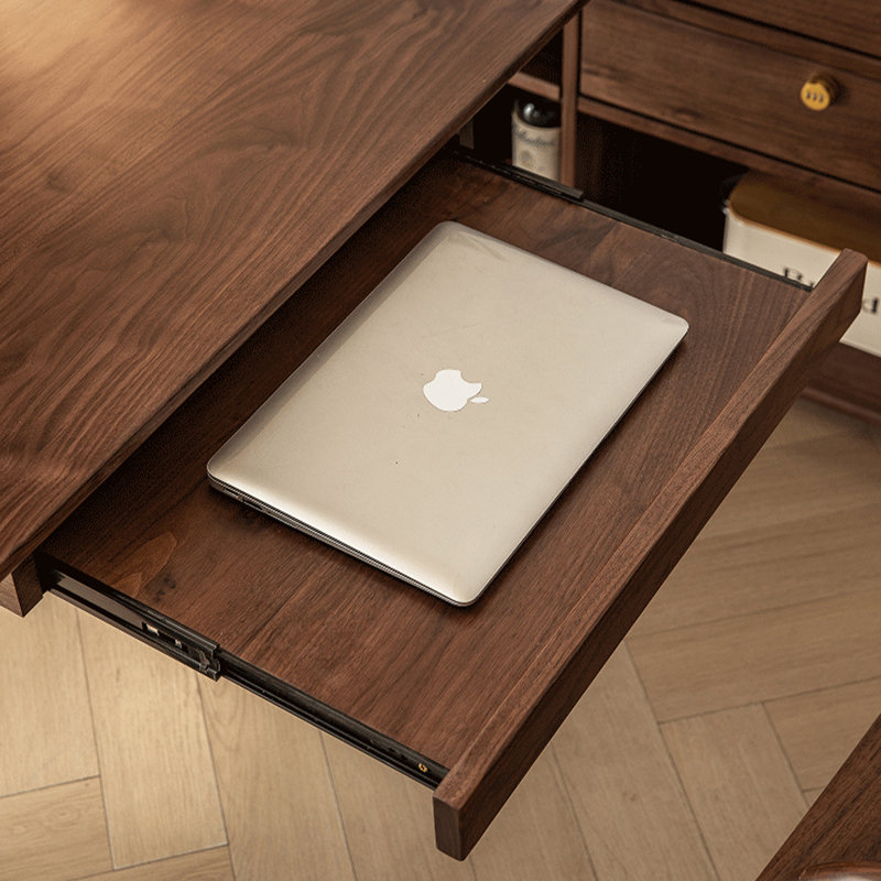 Bureau en L moderne et minimaliste en noyer