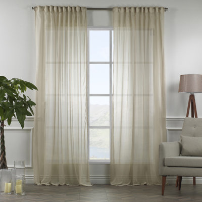 Extra Wide & Extra Long Faux Silk Crep Chifon Sheer Curtain Panels