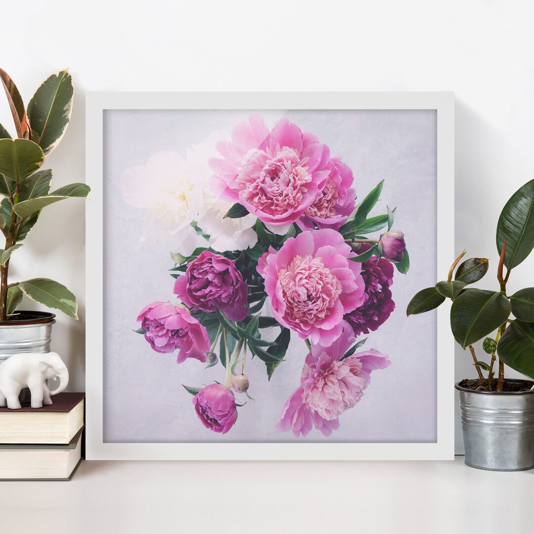 Gerahmter Grafikdruck Peonies Shabby Pink White