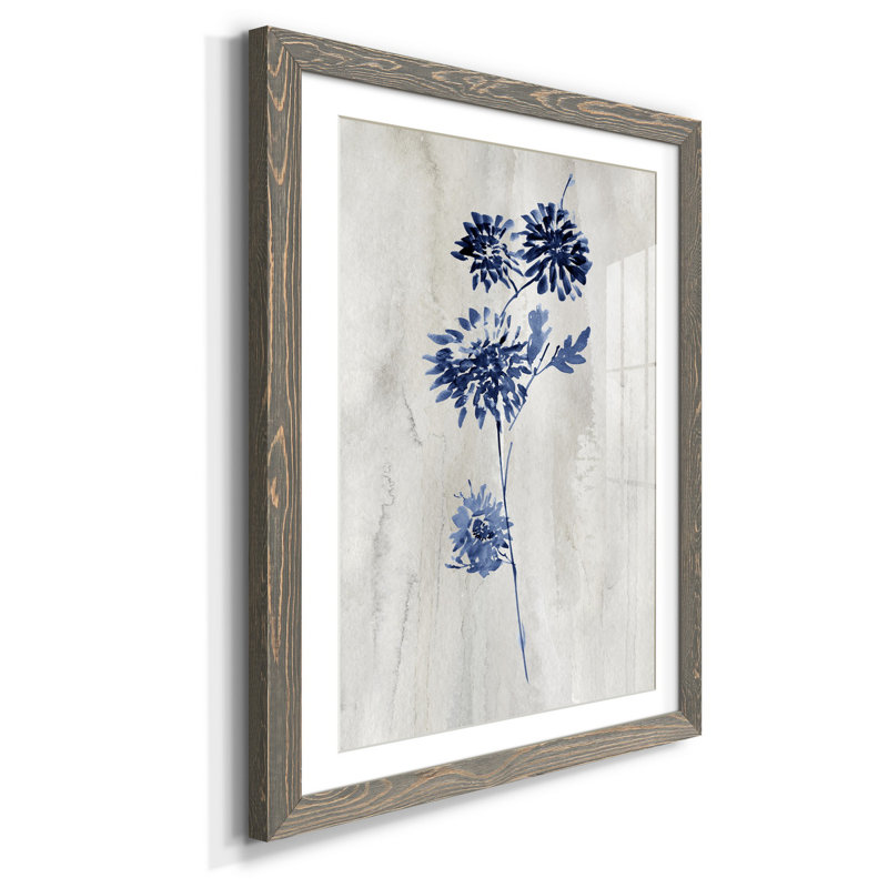 Indigo botanique IV - impression, gris, H 37,5 po x l 27,5 po x P 1,5 po